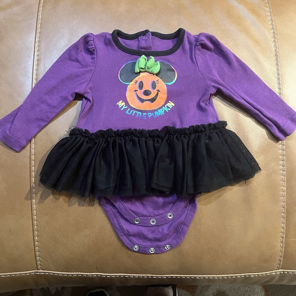 Disney Baby Minnie Mouse "My Little Pumpkin" Halloween Tutu Bodysuit 6-9 Months‎ - Picture 4 of 9